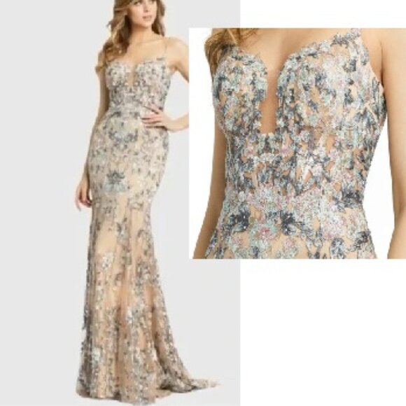 Mac Duggal Dresses & Skirts - NWOT MAC DUGGAL 79313 $798 Embroidered Spaghetti Strap Trumpet Gown size 6